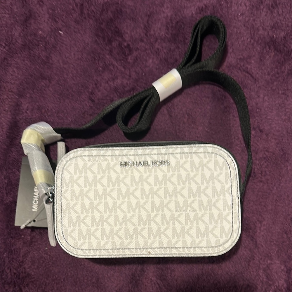 Michael Kors White and Black Crossbody Bag